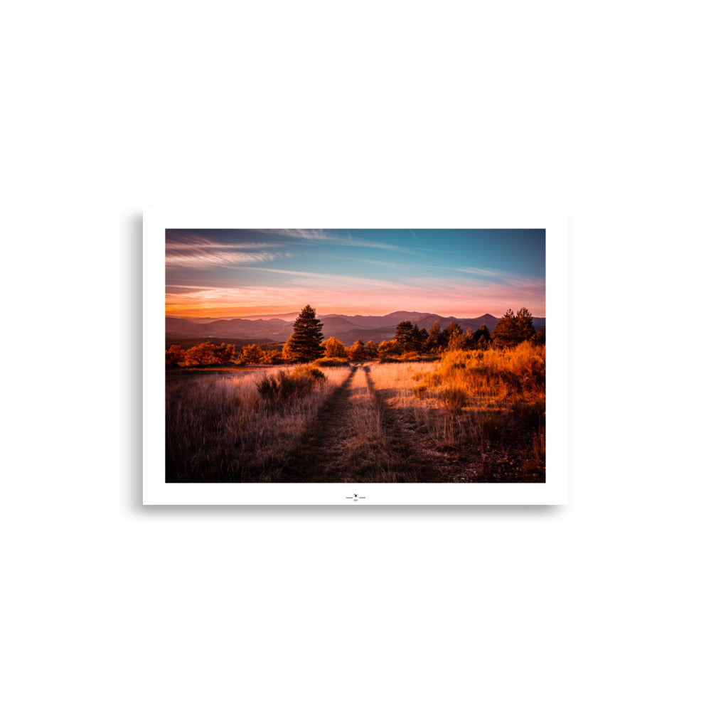 Affiche de coucher de soleil en haute provence