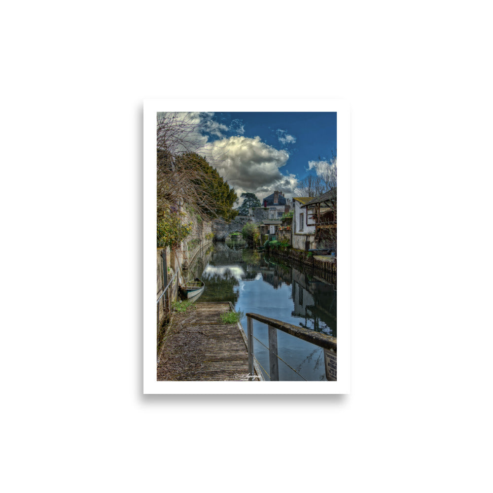 Poster photo - Ville de vendome en France - Armel supergus photo - canal et barque au ponton - Affiche murale 21x30