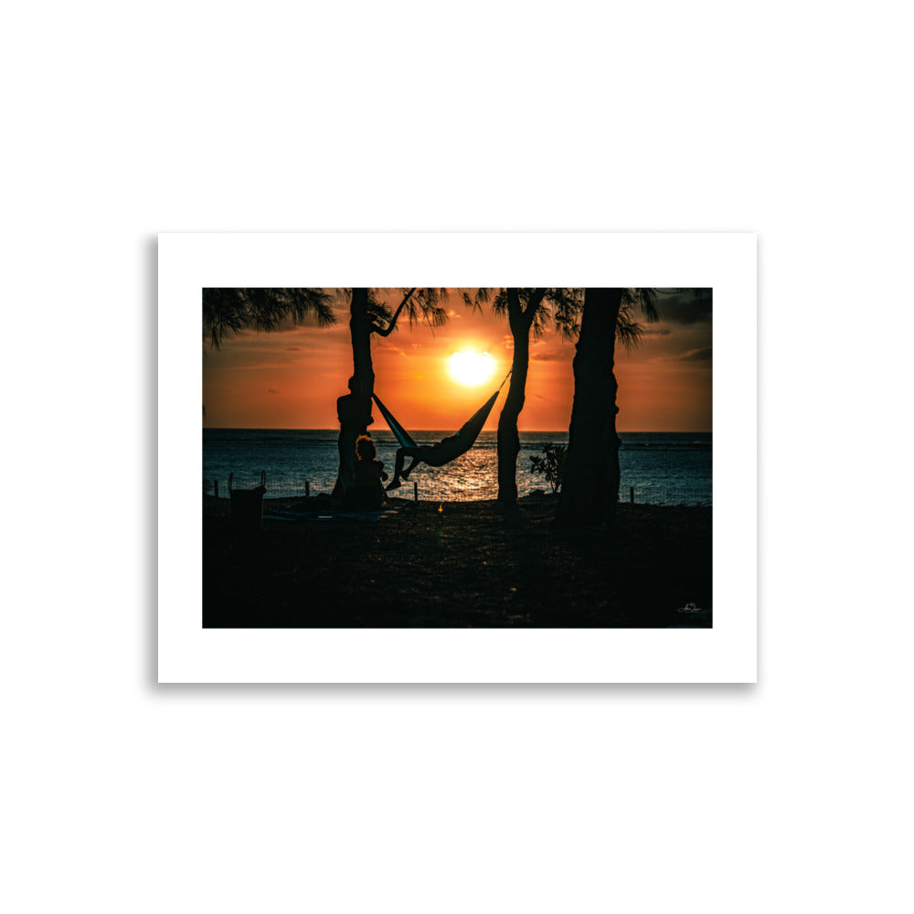 Poster d'un couher de soleil a la plage 