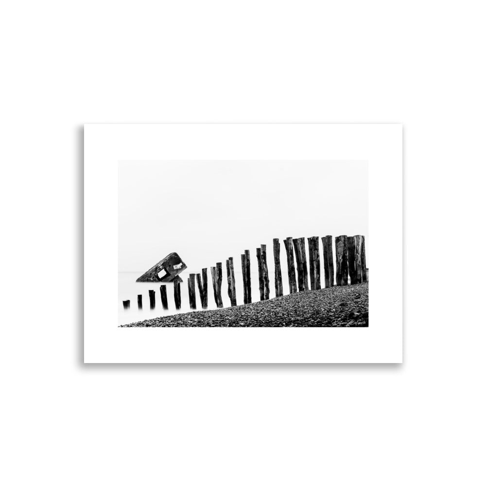 Poster photo - plage de la baie de somme - vestige de la guerre - Blockhaus - Affiche 30x40