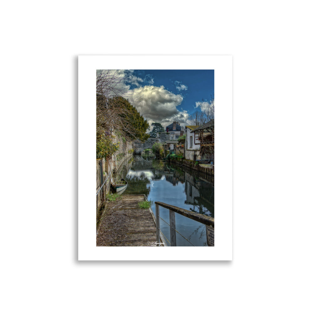 Poster photo - Ville de vendome en France - Armel supergus photo - canal et barque au ponton - Affiche murale 30x40