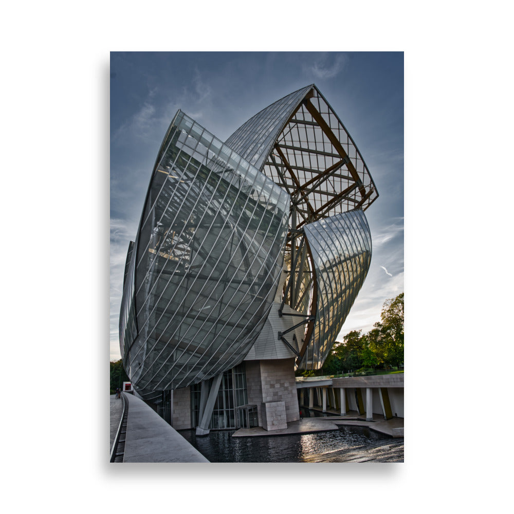 Affiche murale photo de l'architecture de la Fondation Louis Vuitton a Paris dans le 16 eme arrondissement.