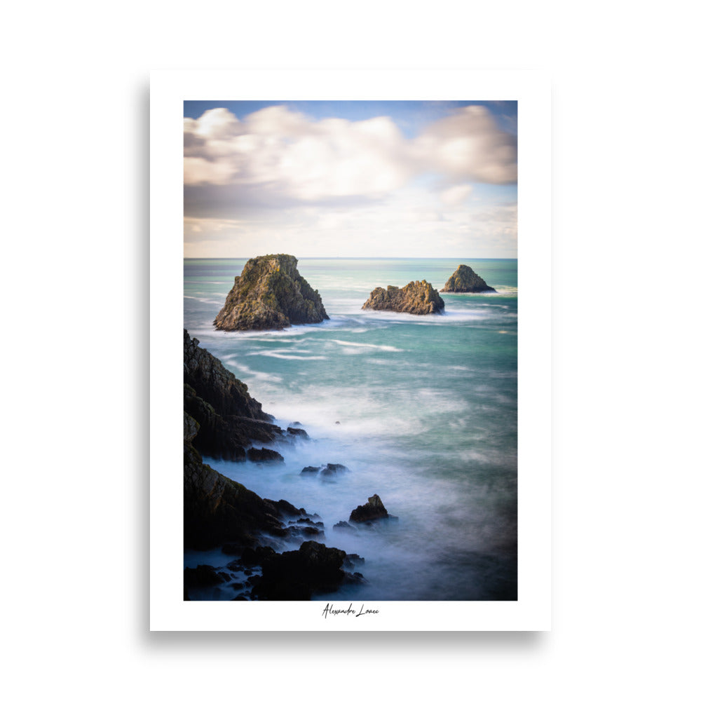 Poster photo - Les tas de pois dans le finistère au bord de l'océan en pose longue - Affiche 50x70