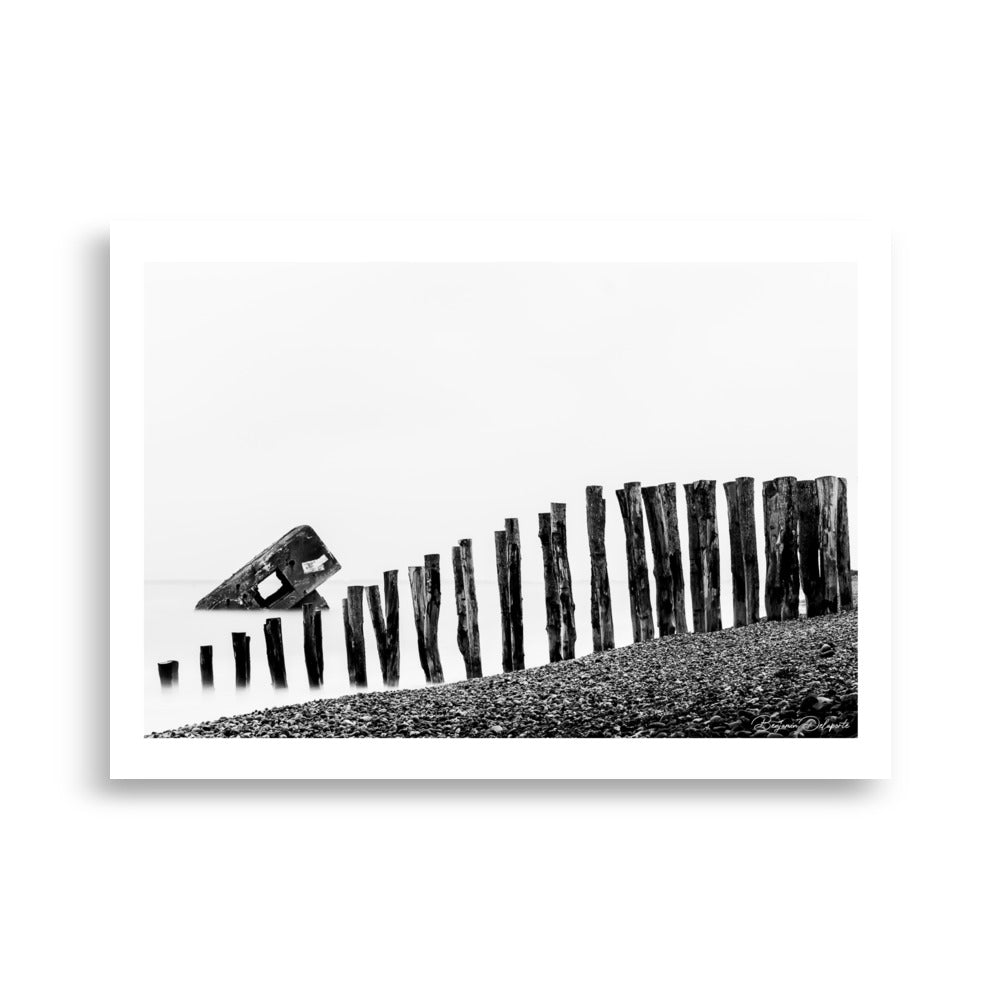 Poster photo - plage de la baie de somme - vestige de la guerre - Blockhaus - Affiche 50x70