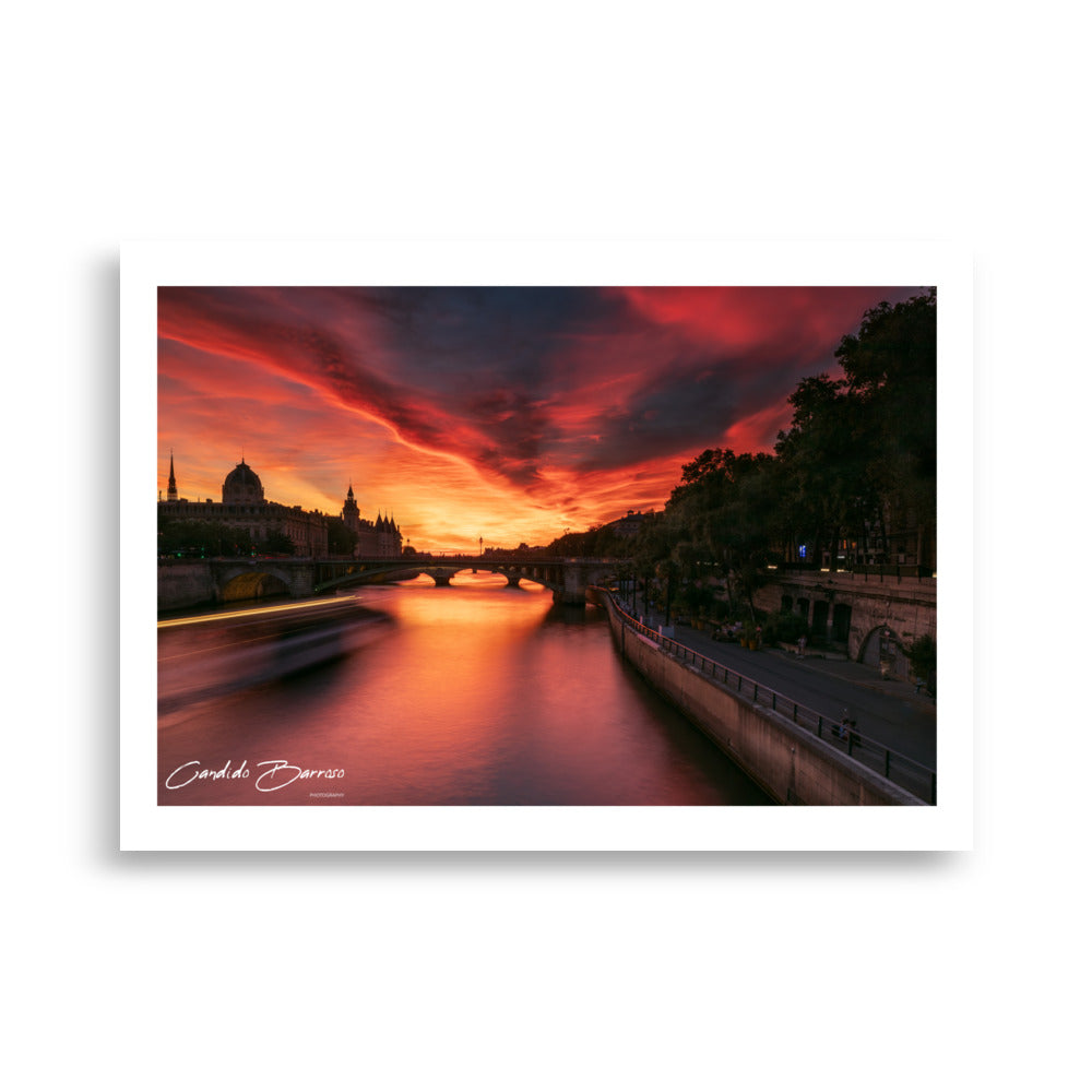 poster photo - coucher de soleil a Paris pendant la Golden Hour - Candido Barroso - Affiche 50x70